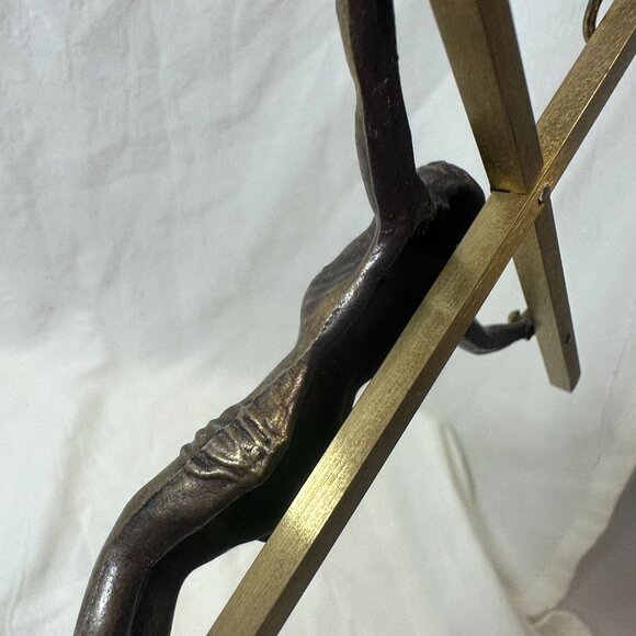 Vintage Brass Wall Crucifix Religious Jesus On Cross 10" INRI Inscription - Picture 5 of 6